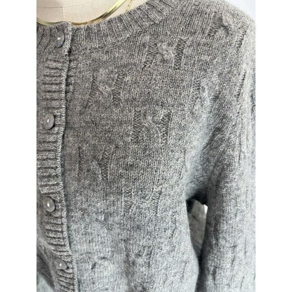 The Tog Shop Cardigan Sweater Wool Gray Cable Knit Button - Picture 9 of 13